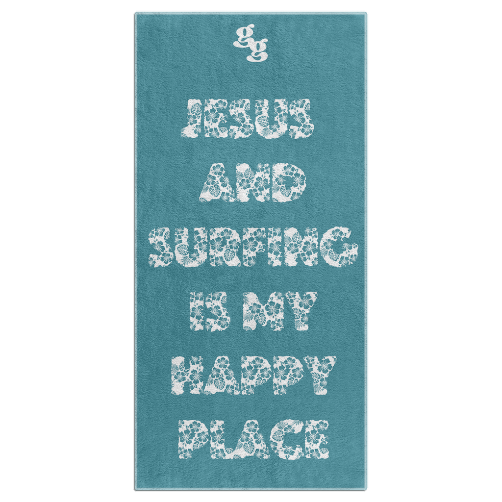 Jesus + Surfing Beach Towel