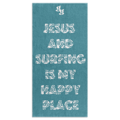 Jesus + Surfing Beach Towel