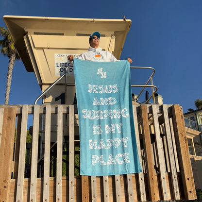 Jesus + Surfing Beach Towel