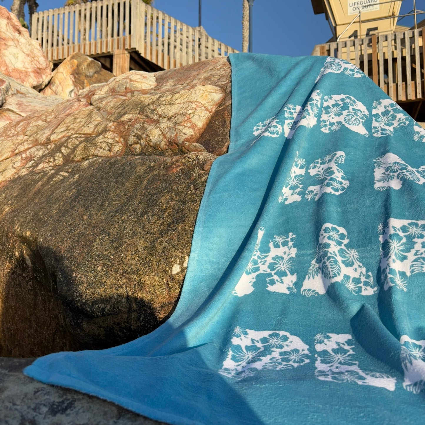 Jesus + Surfing Beach Towel